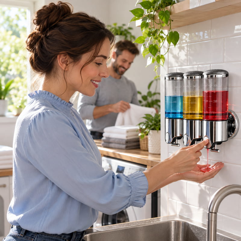 Distributeur mural triple de savo